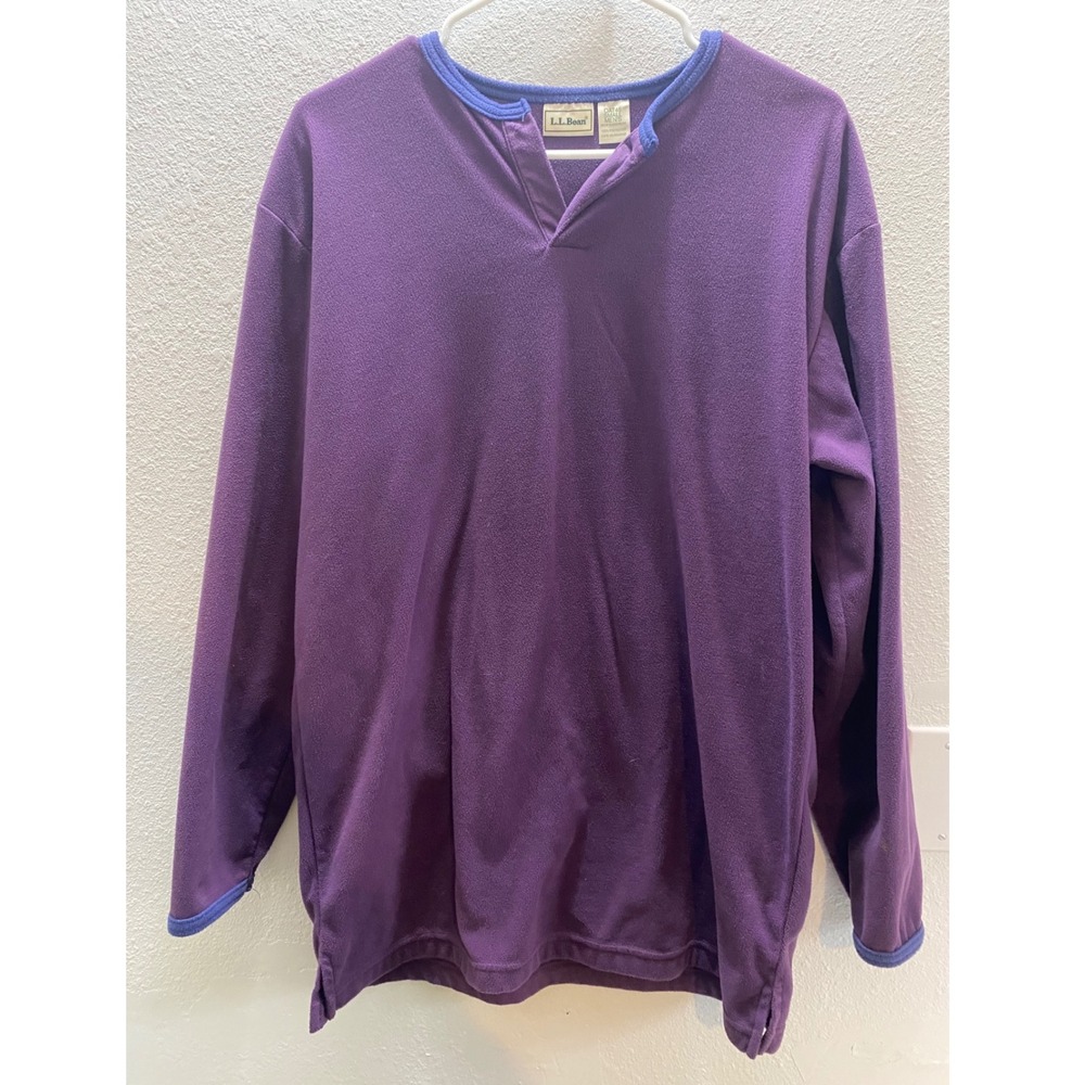 Vintage 90s‎ L.L. Bean Men's Small Purple Fleece Henley Pullover Outdoor